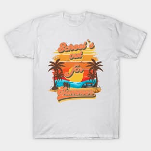 Schools out for summer Retro quote groovy teacher vacation T-Shirt